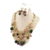 NWT Style and Co Green and Purple Beads W/ Gold Tone Earrings and Bib Necklace