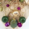 NWT Style and Co Green and Purple Beads W/ Gold Tone Earrings and Bib Necklace - Image 4