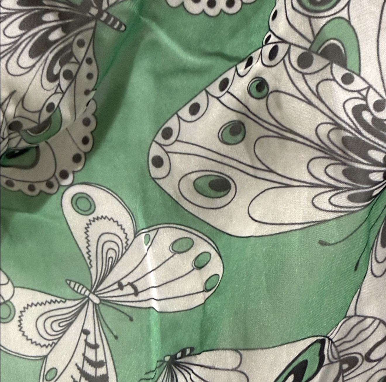 Smak Parlour Green Butterfly Print Dress Size Small Kimono Sleeves Back Zipper - Image 5