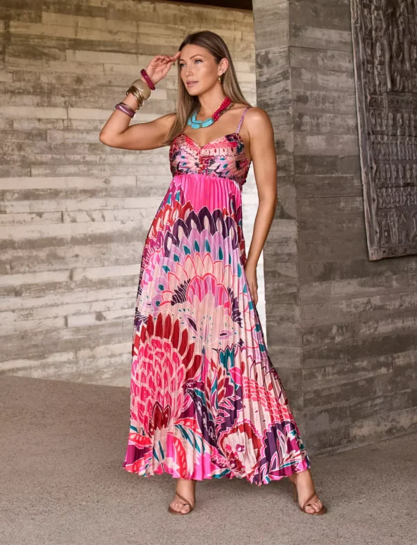 Boston Proper Pink Floral Maxi Dress Sleeveless Spaghetti Strap size 4 NWT