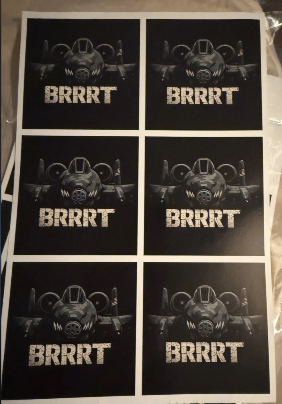 A-10 Warthog BRRRT Waterproof Vinyl Sticker Sheet – 6 Stickers - Image 5