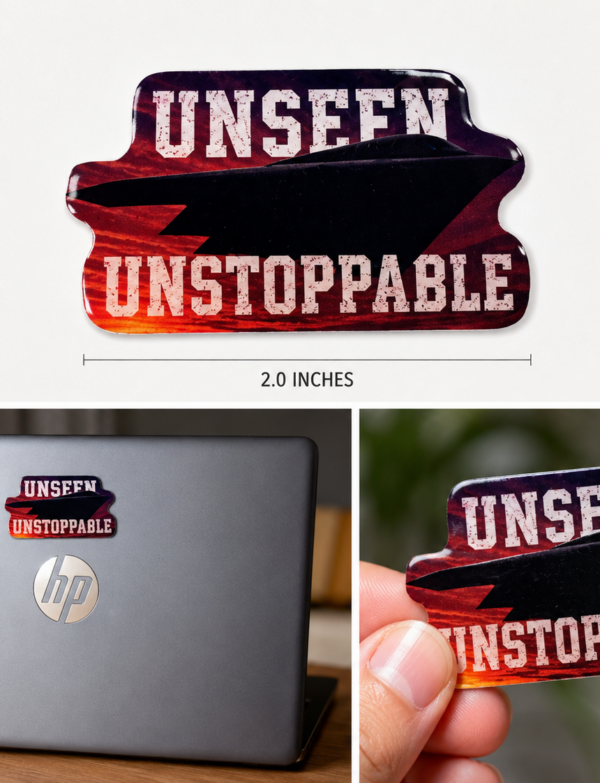 B-2 Spirit “Unseen. Unstoppable.” Premium Waterproof Glossy Vinyl Sticker | 2” x 1.3”
